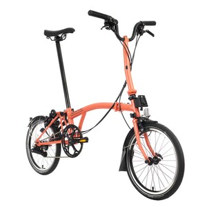 2023 Brompton C Line Explore Bike Mid Handlebar ( With Mudguard + Rack ) M6R Fire Coral